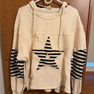 BiBi Cream and Black Star Sweater